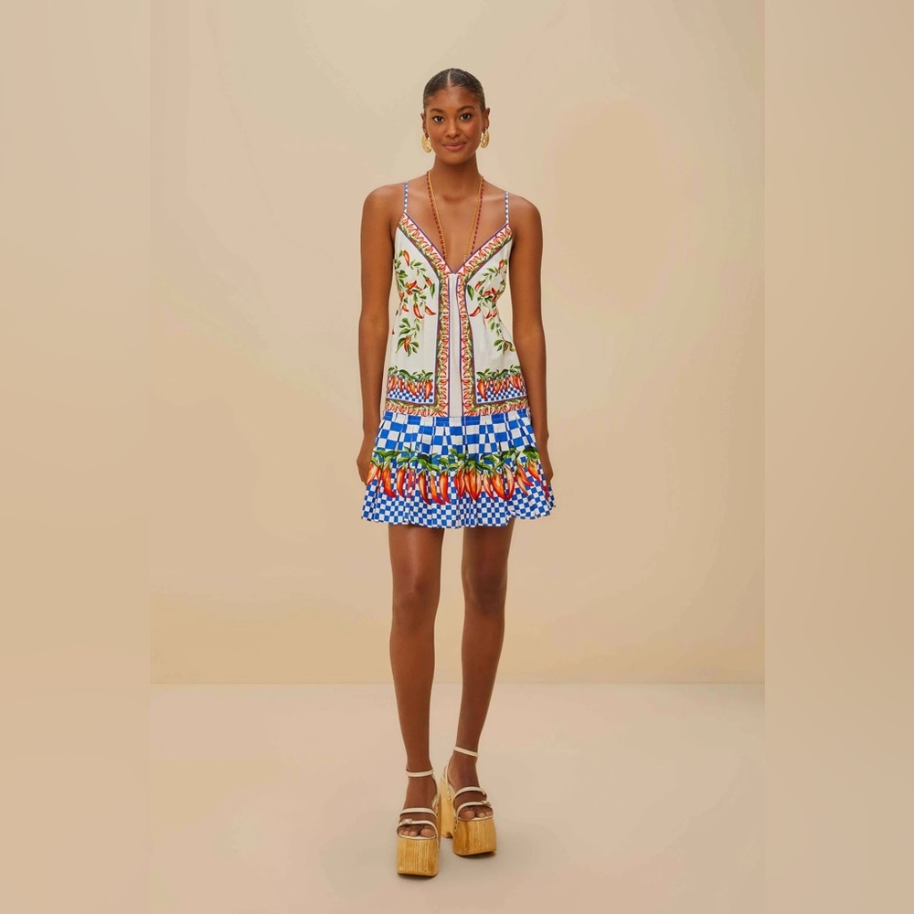 Off-White Picnic Peppers Ainika Organic Cotton Mini Dress